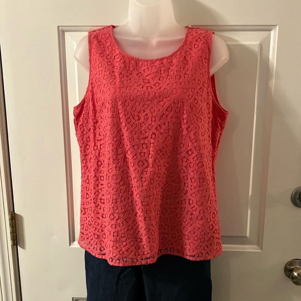 Talbots Women's Pink Sleeveless Lace Top Size 12